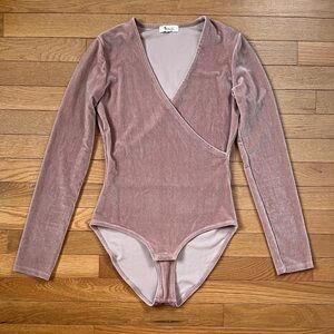 Madewell Pink Velvet Bodysuit Size XS